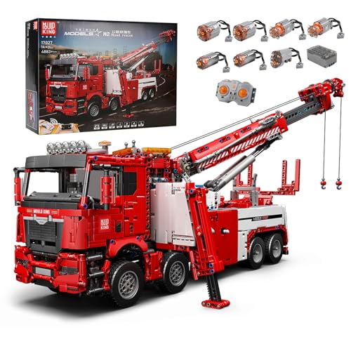 Mould King 17027 Technik Feuerwehrauto LKW Bausteine, 4883 Teile Große Construction Kran Truck Bausatz Modell, mit 7 Motoren, Technologie 2.4 G Fernbedienung und App Dual Control Mobile Truck Mould King 17027 Technik Feuerwehrauto LKW Bausteine, 4883 Teile Große Construction Kran Truck Bausatz Modell, mit 7 Motoren, Technologie 2.4 G Fernbedienung und App Dual Control Mobile Truck von Mould King