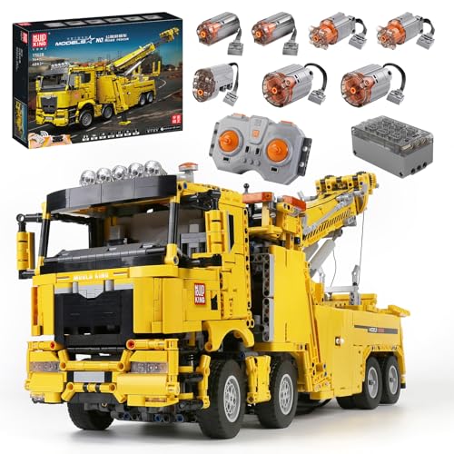 Mould King 17028 Technik Schwerlast-Abschleppwagen, APP Fernbedienung High-Tech Kranwagen Modell mit 7 Motoren Spielzeug Set (4883PCS) von Mould King