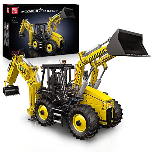 Mould King 17036 Technik Baggerlader Bausteine, 2239 Teile Backhoe Loader Modell, MOC Große Bagger Klemmbausteine Montagesatz mit Fernbedienung und 8 Motoren Mould King 17036 Technik Baggerlader Bausteine, 2239 Teile Backhoe Loader Modell, MOC Große Bagger Klemmbausteine Montagesatz mit Fernbedienung und 8 Motoren von Mould King