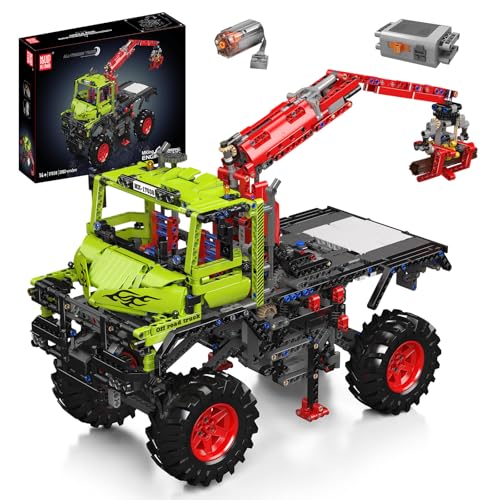 Mould King 17038 MOC Technik Ferngesteuerter Offroad-Kran-LKW Baustein-Bausatz, APP Baumaschinen-Modell zum Selberbauen Technologie Klemmbausteine Bausatz (2002+Teile)Kreative Bausteine für Erwachsene von Mould King