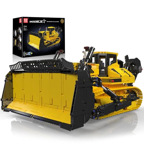 Mould King 17049 Technik Bulldozer Bausteine, App-gesteuerter Raupenbagger mit 6 Motoren Bausätze Spielzeug Geschenke Set für Erwachsene (3774 Teile), Gelb von Mould King