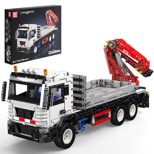 Mould King 17063 Technik Ferngesteuert Kran LKW Klemmbausteine Pneumatischer Kranwagen Bausteine mit Ladekran Truck ModellBausatz Geschenk für Erwachsene(2530 Teile) von Mould King