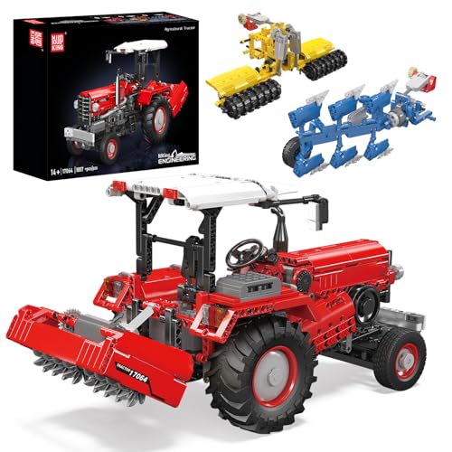 Mould King 17064 Technik Traktor, Ferngesteuert High-Tech Forklift mit 6 Motor, 3-in-1 Traktor Modell Groß Gabelstapler Klemmbausteine Bausatz (1857 Teile) von Mould King