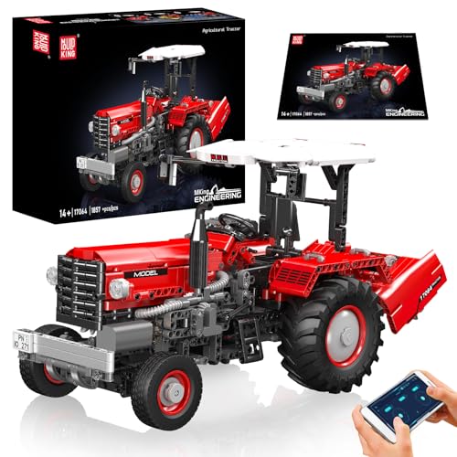 Mould King 17064 Technik Traktor Modell, 1857 Teile Baustein Erntemaschine Ferngesteuerte Fahrzeuge Bausteine, 2.4 G Fernbedienung und App Dual Control von Mould King