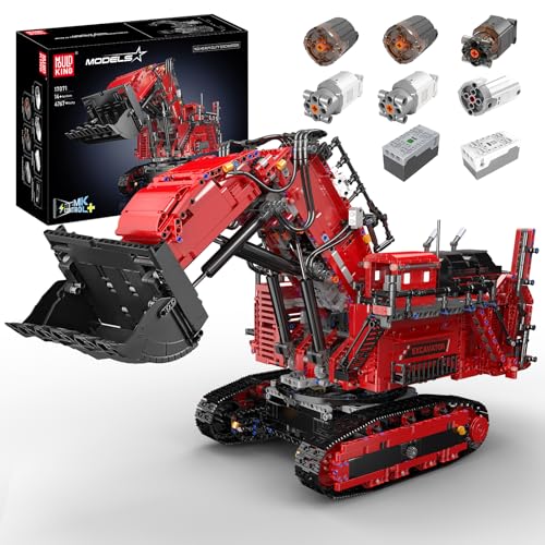 Mould King 17071 MOC Technik Ferngesteuert Bagger für Liebherr RH400 Raupenbagger, Technologie Control+Excavator LKW-Modell Klemmbausteine BAUS RC Fahrzeug Klemmbausteine Bausatz （4767 Teile） von Mould King