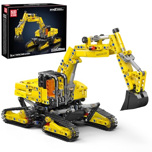 Mould King 17076 Technik Bagger, Raupenbagger Modell, High-Tech Motorisierter LKW-Modell Klemmbausteine Bauset für Jungen und Mädchen ab 14 Jahren (Statische Version) von Mould King