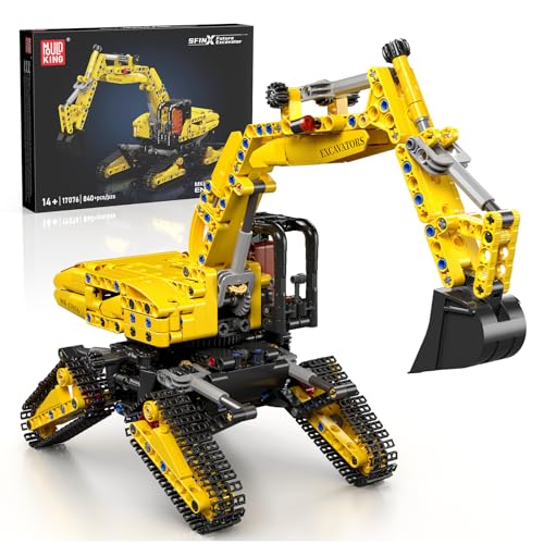 Mould King 17076 Technik Bausteine Bagger Raupenbagger LKW Modell SFINX Baumaschine Klemmbausteine STEM Geschenk für 14+ Jugendliche und Erwachsene (840 Teile) von Mould King