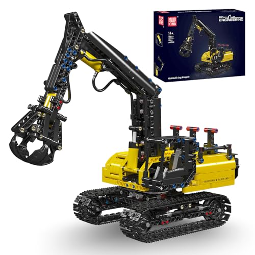 Mould King 17077 Technik Hydraulischer Holzgreifer-Bausteinmodell mit hydraulischem Greifarm MOC Schwerlastkran (866+ Stücke) Technologie Holzgreifer Klemmbausteine Bausatz Modell von Mould King