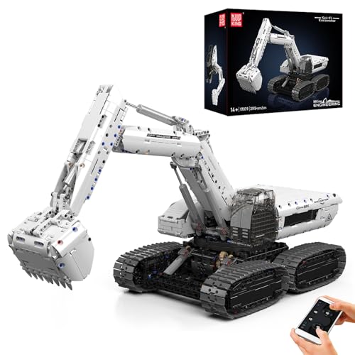 Mould King 17079 Technik Raupenbagger-Baustein-Modell-Set | Simulationstoy für Baumaschinen-Bastelarbeit（Ausgestattet mit 8 Motoren und APP-Fernsteuerung） MOC Klemmbausteine Bausatz 3195+Teilen von Mould King