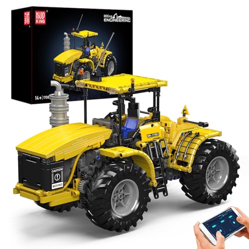 Mould King 17081 Technik Knickgelenkter Traktor Bausteine Modell, 1300 Teile Ferngesteuert Zugfahrzeug Modellbauklötze Spielzeug, Fernbedienung und App Doppelsteuerung Mobile Truck von Mould King