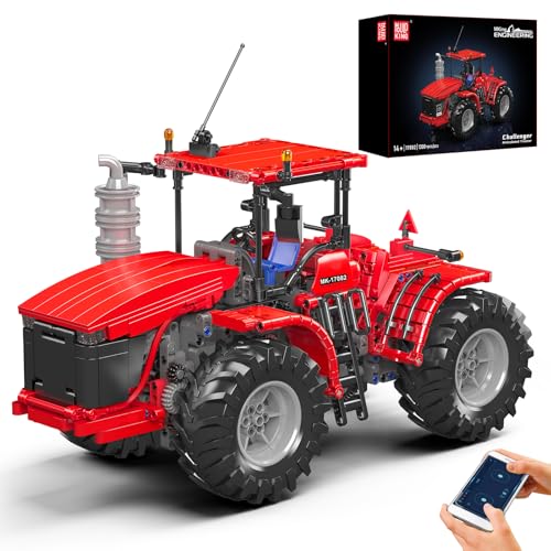 Mould King 17082 Technik Challenger-Scharnier-Traktor-Baustein-Modell(1300+Teile mit Motor/APP-Fernbedienung) Technologie Klemmbausteine Bausatz ferngesteuertes Antriebsmodell für Landmaschinen von Mould King