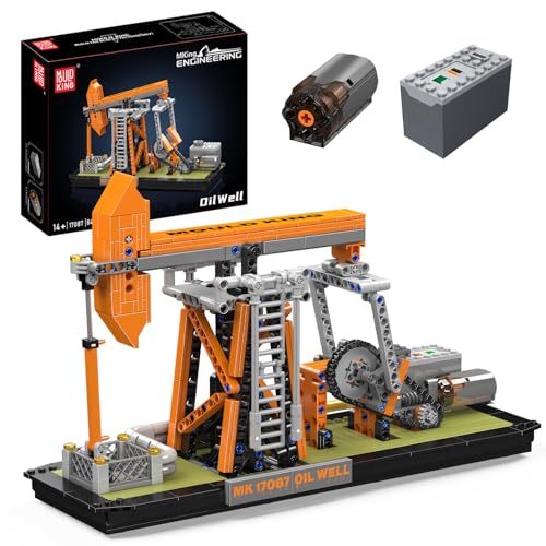 Mould King 17087 Technik Ölfeldmodells Bausatz mit Motor, 840+ Teile Elektro Baumaschinen Bausteine Spielzeug, Industrieller Förderanlagen Modellbau, STEM Konstruktionsspielzeug für Erwachsene/Kinder von Mould King