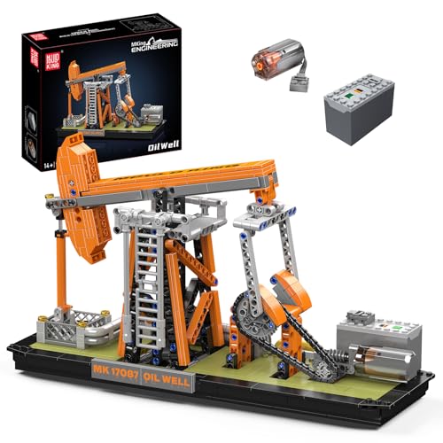 Mould King 17087 Technik MOC Bausatz eines Ölfeldmodells aus der Engineering-Serie mit elektrischen Komponenten und beweglicher Mechanik Technologie Klemmbausteine Bausatz (840+Teile) von Mould King