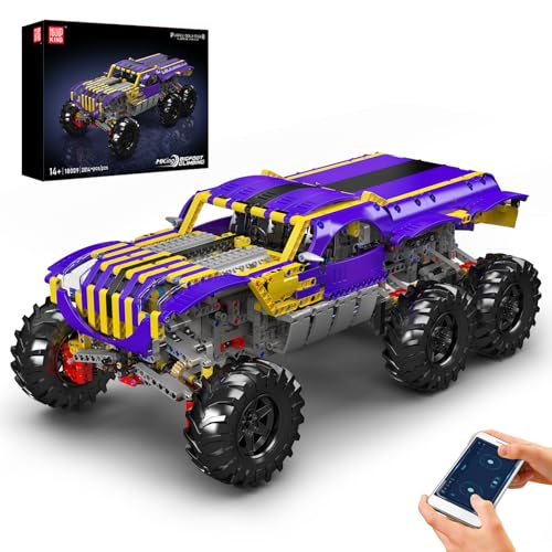 Mould King 18009 Technik Kletterwagen-Fernsteuerungs-Baustein, elektrischer Antrieb mit APP-Offroad-Fahrzeug，Mehrlenker-Federung/Hochdurchgangs-Chassis，Hochgeschwindigkeitswagen Klemmbausteine Bausatz von Mould King