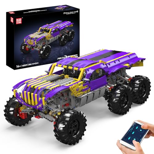 Mould King 18009 Technik Tiger Climbing Truck Spielzeugauto Modellbausatz - Lila Gold Klemmbausteine Auto Konstruktionsspielzeug Set Geschenke für Erwachsene ab 14 Jahren (2014+ Teile) von Mould King