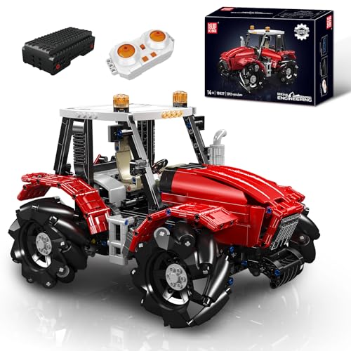 Mould King 18037 Ferngesteuert Traktor Bausteine Modell, 1392 Teile Technik Traktor Klemmbausteine mit Weizenrad, Baufahrzeug Montagesatz als Spielzeug und Geschenk (ab 14 Jahren Jungen/Mädchen) von Mould King