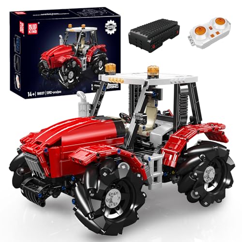 Mould King 18037 Technik Traktor Bausteine, MOC Elektrisch Agrarfahrzeug STEM Klemmbausteine Modellbausatz Für Technologie Landmaschinenliebhaber Eignet (1392 Teile) von Mould King