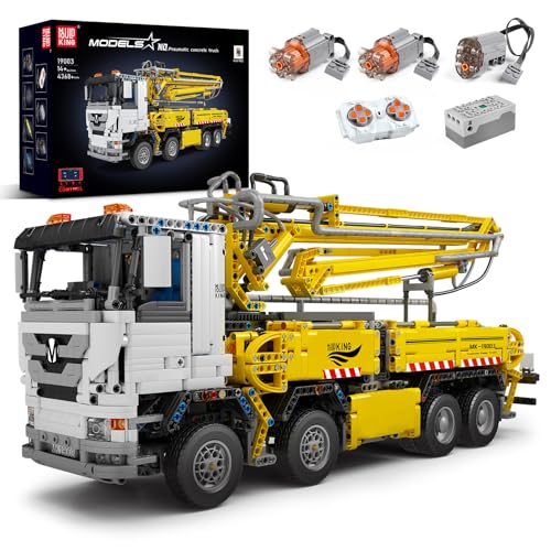 Mould King 19003 Technik Betonpumpen LKW Bausteine, 4368 Teile mit 3 Motoren Groß Fernbedienung Technik Pneumatik Truck Klemmbausteine MOC Bausatz(Originalverpackung) von Mould King