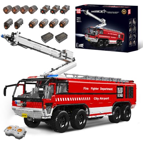 Mould King 19004 Technik Flughafen Rettungsfahrzeug Bausteine Modell, 6653 Teile Airport Fire Truck mit Fernbedienung und App Dual Control, Rettungsfahrzeug LKW Spielzeug Bausatz Mould King 19004 Technik Flughafen Rettungsfahrzeug Bausteine Modell, 6653 Teile Airport Fire Truck mit Fernbedienung und App Dual Control, Rettungsfahrzeug LKW Spielzeug Bausatz von Mould King