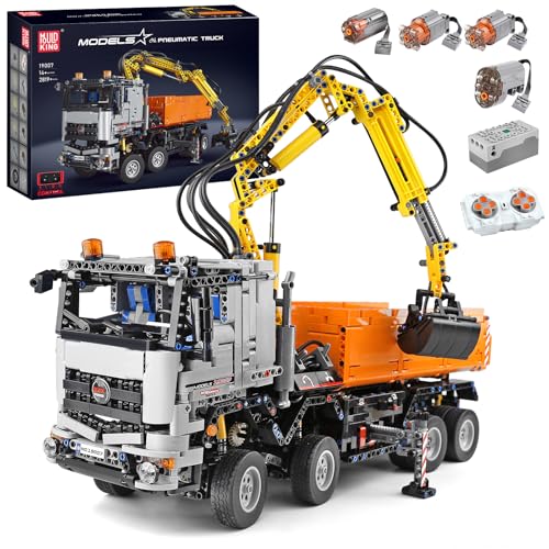 Mould King 19007 Technik Pneumatischer LKW Modellbauset, 2819 Teile Große Pneumatik Kran Mit 4 Motoren Bauset für Kinder ab 14 Jahre Konstruktionsfahrzeug Mould King 19007 Technik Pneumatischer LKW Modellbauset, 2819 Teile Große Pneumatik Kran Mit 4 Motoren Bauset für Kinder ab 14 Jahre Konstruktionsfahrzeug von Mould King