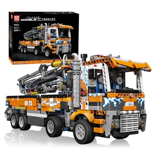Mould King 19014 Schwerlast Abschleppwagen Bausteinsets, 2098 Teile MOC Betonpumpen-LKW-Baumodell, Geschenke für Kinder ab 8 Jahren/Erwachsene Sammler Enthusiasten von Mould King