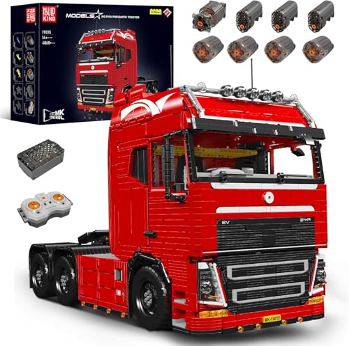 Mould King 19015 Technik LKW Bausteine, 4608 Teile großes pneumatisches Zugfahrzeug Bausatz Modell, 2.4 G Fernbedienung und App Dual Control Mobile Truck von Mould King