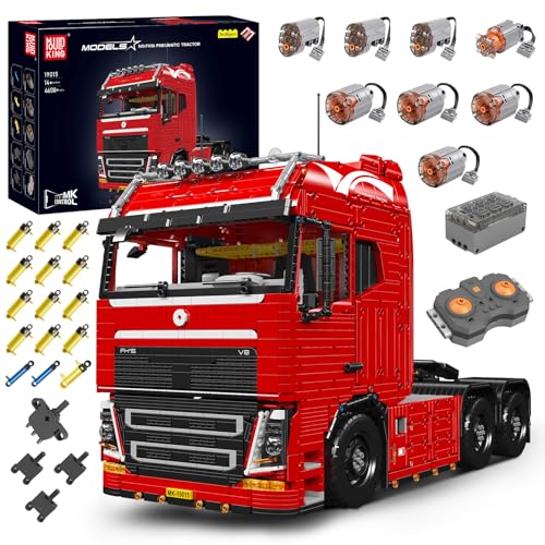 Mould King 19015 Technik LKW Bausteine, 4608 Teile pneumatisches Zugfahrzeug Bausatz Modell, Mobile Abschlepplokomotive Bausteine mit 8 Motoren, 2.4 G Fernbedienung und App Dual Control Lastwagen von Mould King