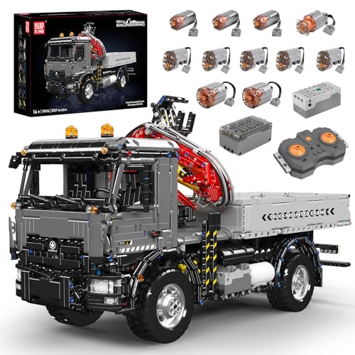 Mould King 19016 Technik Fernbedienbarer mobiler Kran-LKW Bausatz mit elektrischem Ausleger und 11 Motoren – MOC Modell eines Baufahrzeugs.Technologie Transporter Klemmbausteine Bausatz (3767+Teile) von Mould King