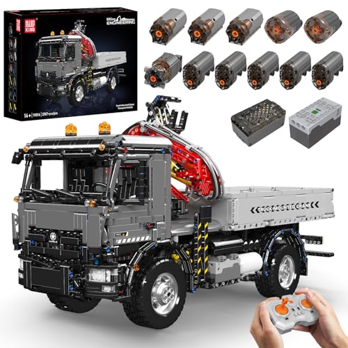 Mould King 19016 Technik RC Kran Bausteine Modell, 3767 Teile MOC Truck Ferngesteuert Klemmbausteine Bausatz Pneumatisches Gerät, Baufahrzeug ModellBausatz Geschenk für Erwachsene von Mould King