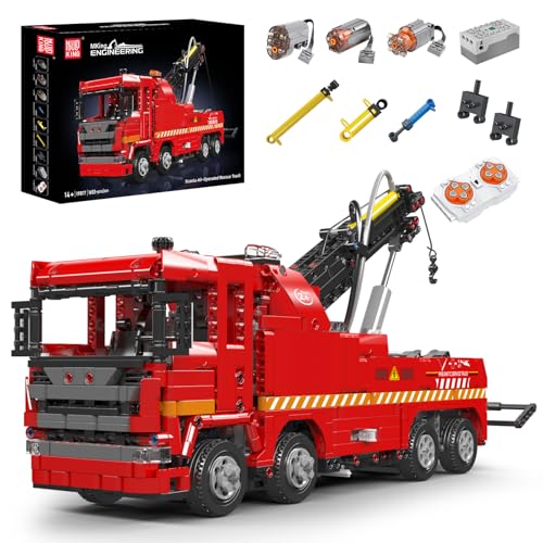 Mould King 19017 MOC Technik Pneumatischer Rettungsabschleppwagen-Baustein-Modell-Set, APP Ferngesteuerter für Scania-LKW Technologie Klemmbausteine Bausatz Baugerät-Modell（1653+Teile） von Mould King