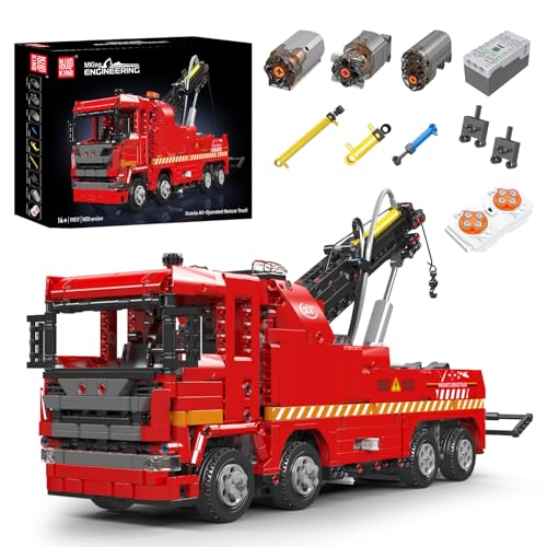 Mould King 19017 Technik Ferngesteuert Anhänger, 1653 Teile 2.4Ghz RC mit 3 Motor, Technik Kran LKW Bausteine Modell, 8 Jahre und älter von Mould King