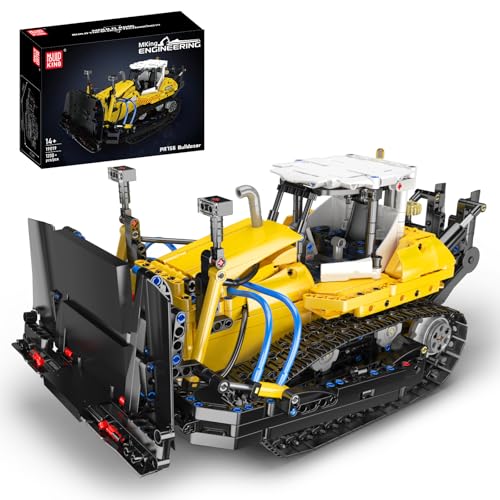 Mould King 19019 Technik MOC PR756 Pneumatischer Bulldozer-Baustein-Modell, Baustellen-Raupenfahrzeug Technologie Klemmbausteine Bausatz Erwachsenen-Bastel-Sammlung 14+（1200+ Teile） von Mould King
