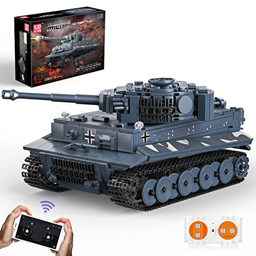 Mould King 20014 Technik Panzer Bausteine Modell, Ferngesteuert Tank mit Fernbedienung und App Dual Control, Panzer Spielzeug Bausatz für Erwachsene und Kinder von Mould King