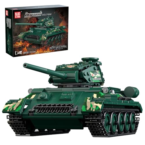 Mould King 20015 Technic Panzer Ferngesteuert Bausteine Modell T-34 Klemmbausteine Militär WW2 Tank Spielzeug Mit Fernbedienung Und App Dual Control(800 Teile) von Mould King