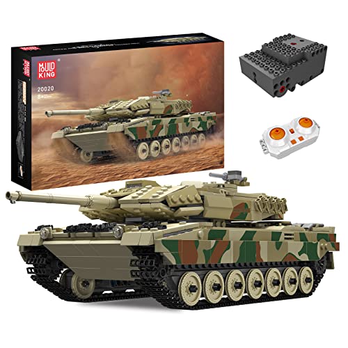 Mould King 20020 MOC Technik Panzer Leopard 2 Tiger-Panzer Ferngesteuert mit elektrischem Gyroskop und Sound Technik Transporter Tank, Technologie Klemmbausteine Bausatz （1091+ pcs） von Mould King