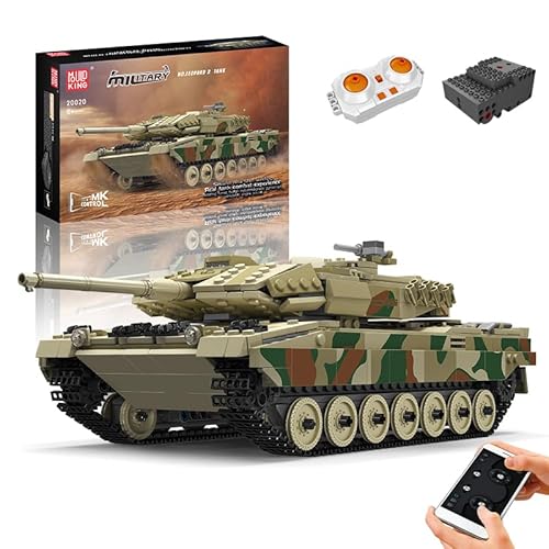 Mould King 20020 Technik Leopard 2 Tank Panzer Ferngesteuert MOC Modell Bausatz Geschenk, Erwachsene Kinder Spielzeug STEM von Mould King