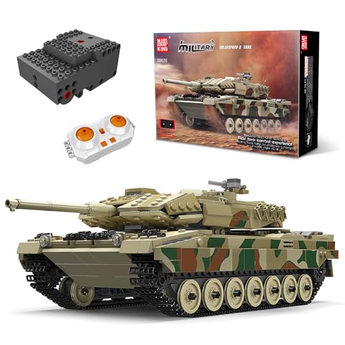 Mould King 20020 Technik Panzer Bausteine, Kreativität Leopard Tiger Panzer mit Fernsteuerung und Motoren, 1091 Teile MOC Fernbedienung Tank Klemmbausteine Bausatz Spielzeug von Mould King