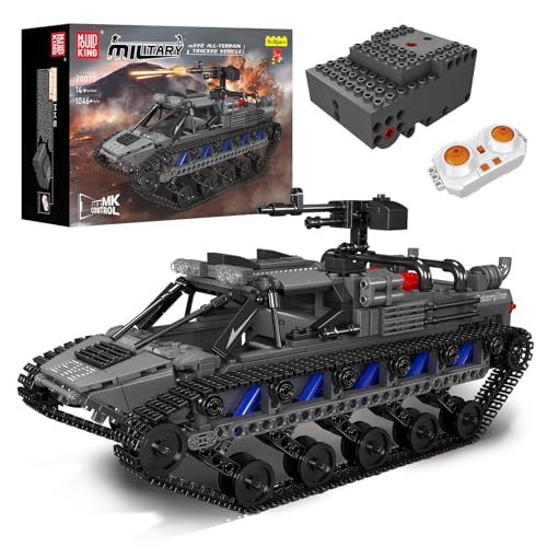 Mould King 20030 MOC Technik EV2-Panzer Ferngesteuert mit elektrischem Gyroskop und Sound Technik Transporter Tank, EV2 Geländegängiges Raupenfahrzeug Technologie Klemmbausteine Bausatz （1046+ pcs） von Mould King