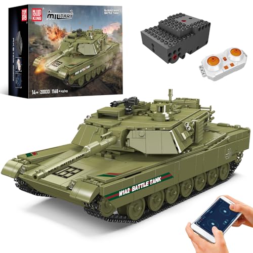 Mould King 20033 Technik M1A2 Panzer Bausteine Modell, Ferngesteuert Tank für Erwachsene und Kinder, Militär Panzer Spielzeug Bausatz mit Fernbedienung und App Dual Control Mould King 20033 Technik M1A2 Panzer Bausteine Modell, Ferngesteuert Tank für Erwachsene und Kinder, Militär Panzer Spielzeug Bausatz mit Fernbedienung und App Dual Control von Mould King