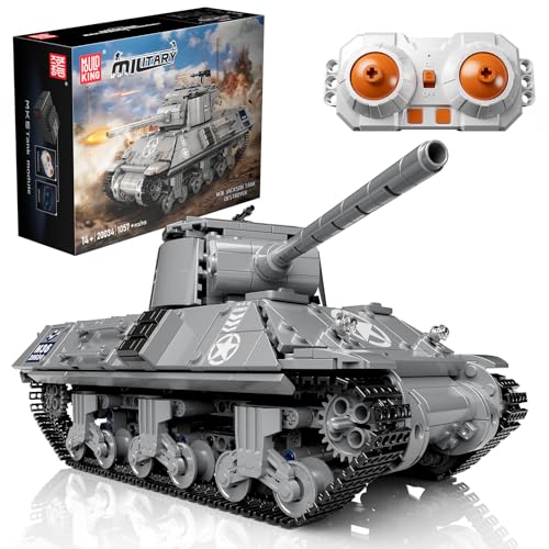 Mould King 20034 Klemmbausteine Panzer M26 Pershing Tank Bausteine Modell mit Sound und APP Ferngesteuert Panzer Bauklötze Bausatz Geschenk für Erwachsene und Kinder (1057 Teile) von Mould King