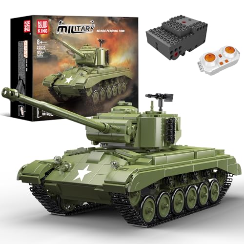Mould King 20035 MOC Technik M26 Pershing Mittlerer Panzer Ferngesteuert mit elektrischem Gyroskop und Sound Technik Transporter Tank, M 26 Persching Technologie Klemmbausteine Bausatz （1054+ pcs） von Mould King