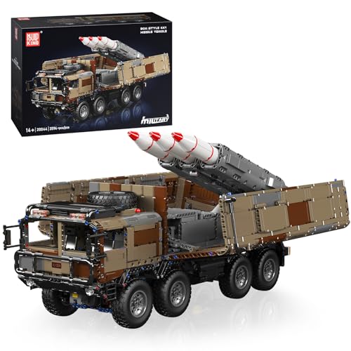 Mould King 20044 Technik Ferngesteuerter Panzer Klemmbausteine Militär Tank Bausteine Spielzeug mit 3 Raketen Raketenstartfahrzeug für Militärfans und Liebhaber(3594 Teile) von Mould King