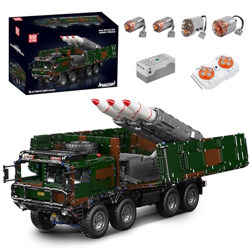 Mould King 20045 Technik MOC Baustein-Set eines militärischen Raketenfahrzeugs, ferngesteuert 8×4 Kasten-Raketen-Transporter Technologie Klemmbausteine Bausatz （4854+Teile） von Mould King