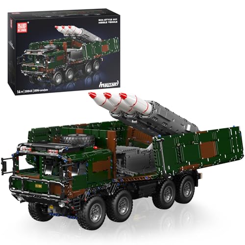 Mould King 20045 Technik RC Panzer Klemmbausteine Militär Tank Bausteine Spielzeug mit 3 Raketen Raketenstartfahrzeug für Militärfans und Liebhaber(3594 Teile) von Mould King