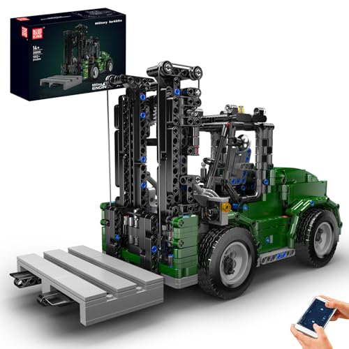 Mould King 20050 Technik Militär-Gabelstapler-Fernsteuerungs-Baustein, APP Baumaschinen RC Ferngesteuert Modell MOC Technologie Klemmbausteine Bausatz Mit 5 Motoren ausgestattet（1312+Teile） von Mould King