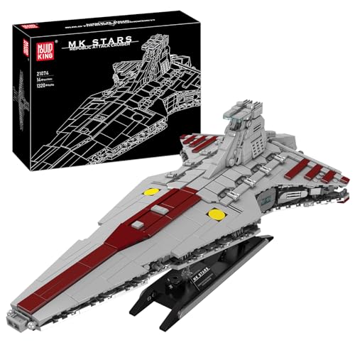 Mould King 21074 Super Star Destroyer Modell, Venator-Klasse Republik Angriffskreuzer Bausteinspielzeug, baubares Spielzeugmodell UCS Sammlerstück Spielzeug Bausatz für Erwachsene 1320 PCS von Mould King