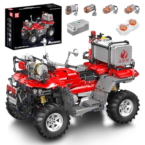 Mould King 23003 Technik ATV Feuerwehr-Motorrad Bausatz mit Fernsteuerungsfunktion und elektrischen Komponenten MOC Feuerwehrfahrzeug-Modell Technologie Klemmbausteine Bausatz (2100+Teile) von Mould King