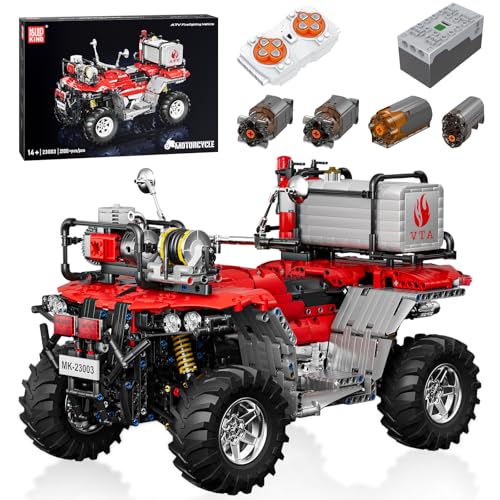 Mould King 23003 Technik Klemmbausteine Motorrad Bausteine Feuerwehr Motorrad ATV mit Fernbedienung Feuerwehr Spielzeug STEM Bausatz Kompatibel mit Andere Marken (2100 Teile) von Mould King