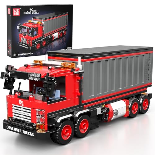 Mould King 24069 Klemmbausteine LKW Spielzeug Bausteine Container LKW Modellbausatz Rot Truck Modell MOC Sammlerstücke Geschenke für 8+ Kinder und Erwachsene (630 Teile) von Mould King