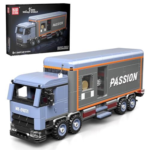 Mould King 24071 Klemmbausteine LKW Modellbausatz Bausteine Container LKW Wohnmobil Bausatz MOC Sammelmodell Geschenke für 8+ Kinder und Erwachsene (615 Teile) von Mould King